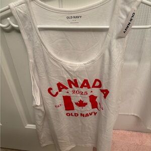 Old Navy Women's Canada 2025 White and Red Tank Top